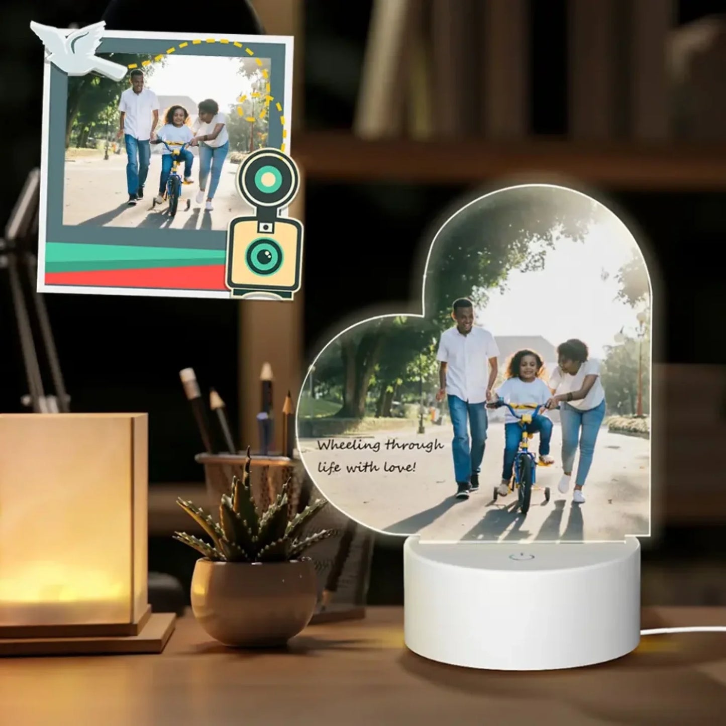 personalized heart photo lamp