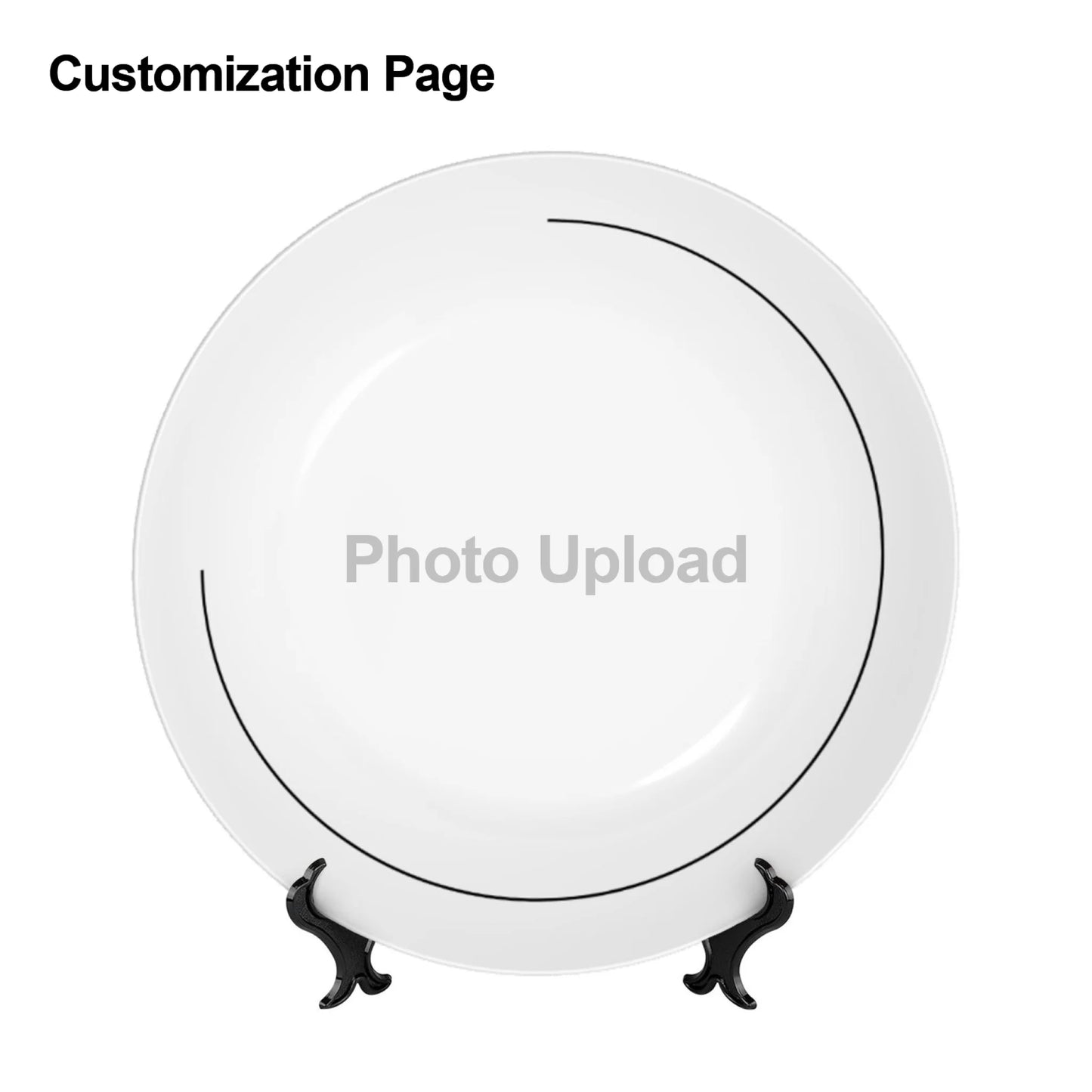 Live preview of comic style wedding plate in bone china, personalized with photo, names, and date. Perfect for custom wedding or anniversary gifts.