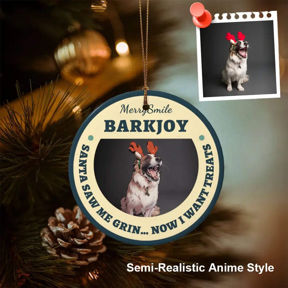 Personalized photo Christmas ornament gift created from uploaded picture with custom artistic artwork