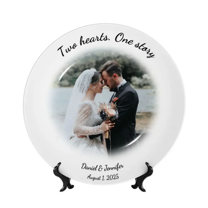 Personalized wedding plate with photo and quote – custom ceramic decorative plate