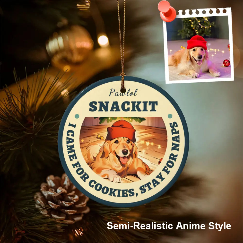 Personalized custom photo Christmas ornament made from customer uploaded picture transformed into artistic style