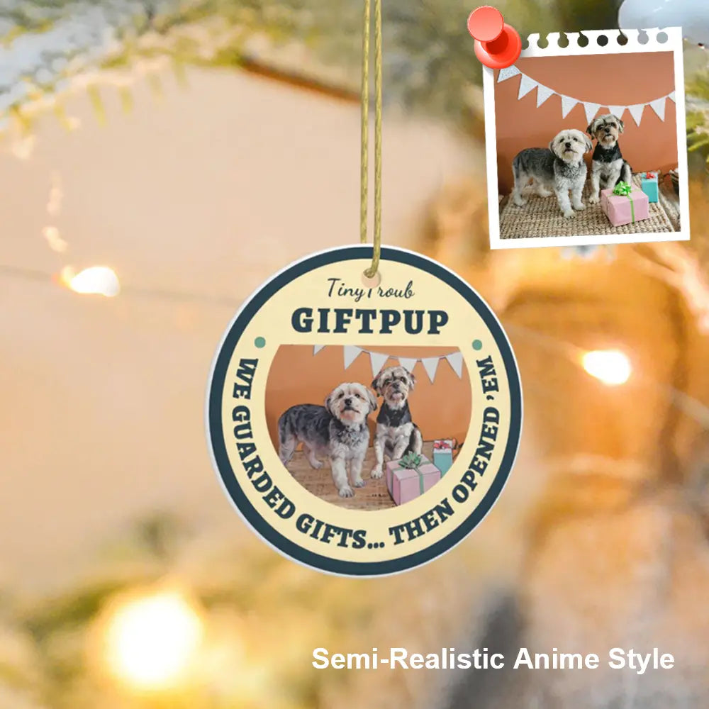 Custom photo Christmas tree ornament featuring artistic style photo design as holiday decoration