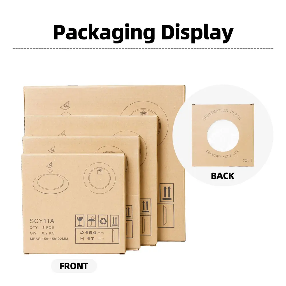 Packaging display of bone china decorative plate, showcasing presentation for home decor or gifting.