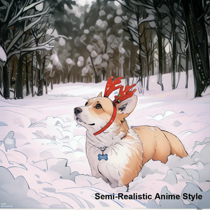 Personalized glass ornament with photo turned into a semi realistic anime style Christmas design