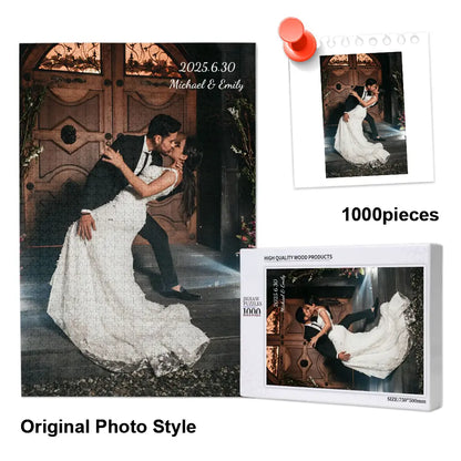 Tall portrait 1000 piece personalized picture puzzle made from your own photo, premium custom gift for couples or parents
