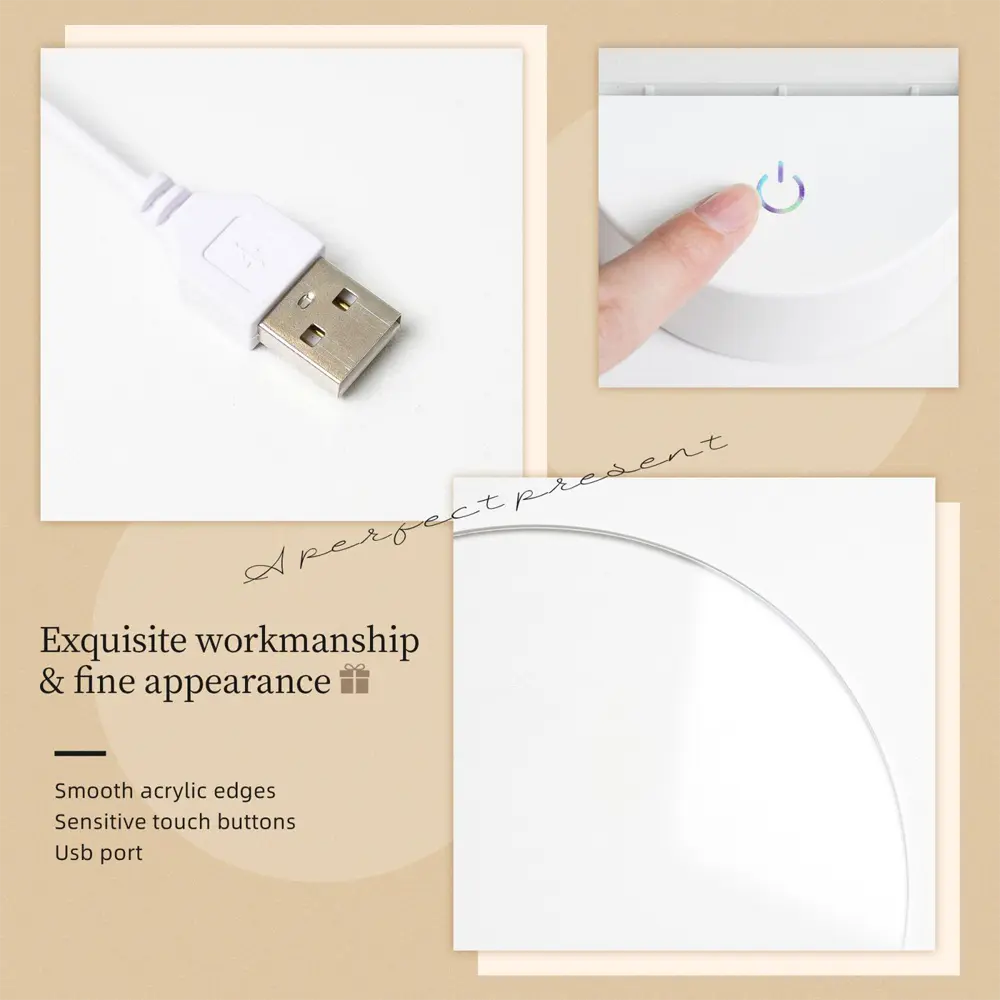 Touch control detail of circular LED night lamp, simple operation for switching lighting modes and daily use